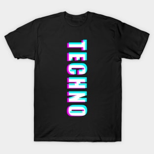 3D Techno Text - Upright T-Shirt